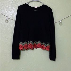 Black long sleeve with roses